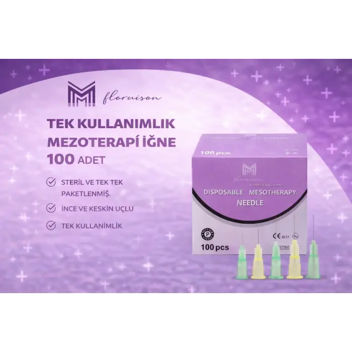 32G X 4MM Mezoterapi Steril Enjeksiyon İğnesi 100 Adet 1 Kutu