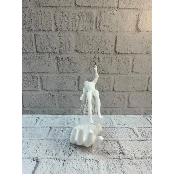 3D El Üzerinde İnsan Figürü Beyaz Minimal Masa Üstü Dekor