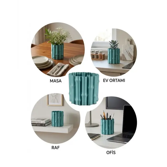 3D PARLAK YEŞİL VAZO