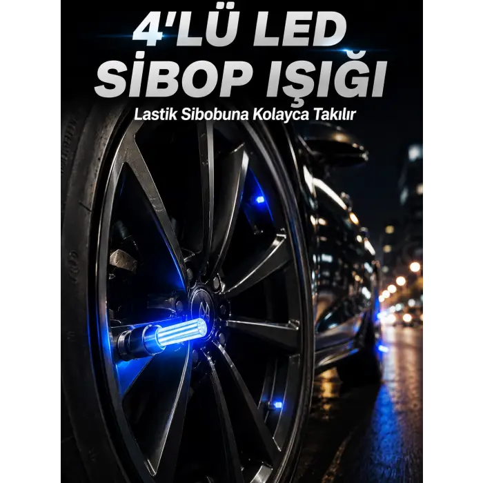 4lü Araç Sibop LED Işığı Otomatik Açılan Lastik Işığı Seti