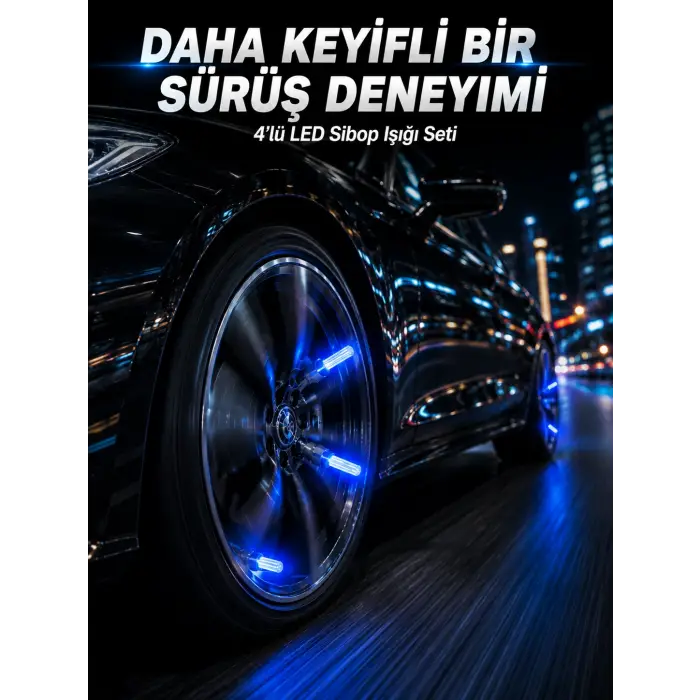 4lü LED Sibop Işığı Hareket Sensörlü Araç Lastik Sibop Lambası