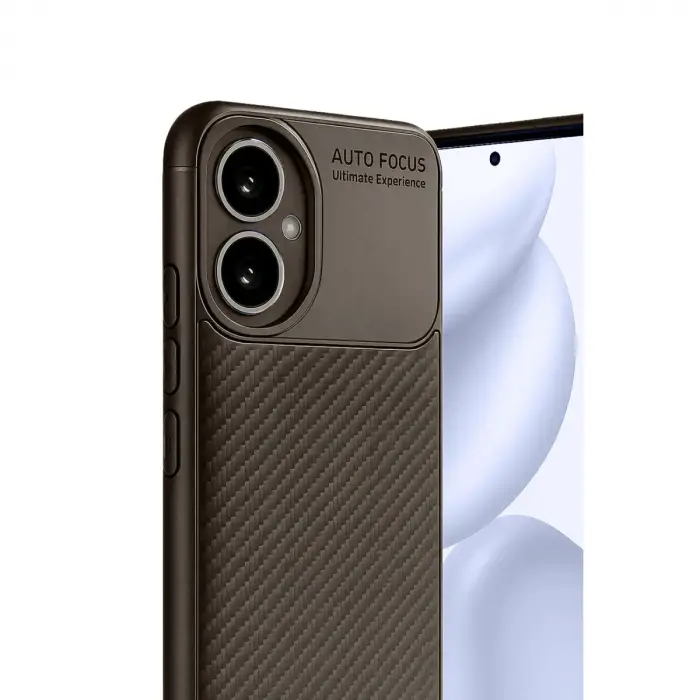 400 Kılıf Auto Focus Karbon Kapak - Kahverengi