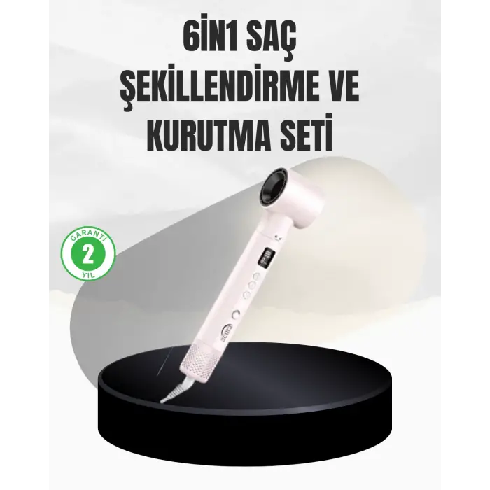 6 Başlıklı Hızlı Kurutma ve Bukle Şekillendirme Seti