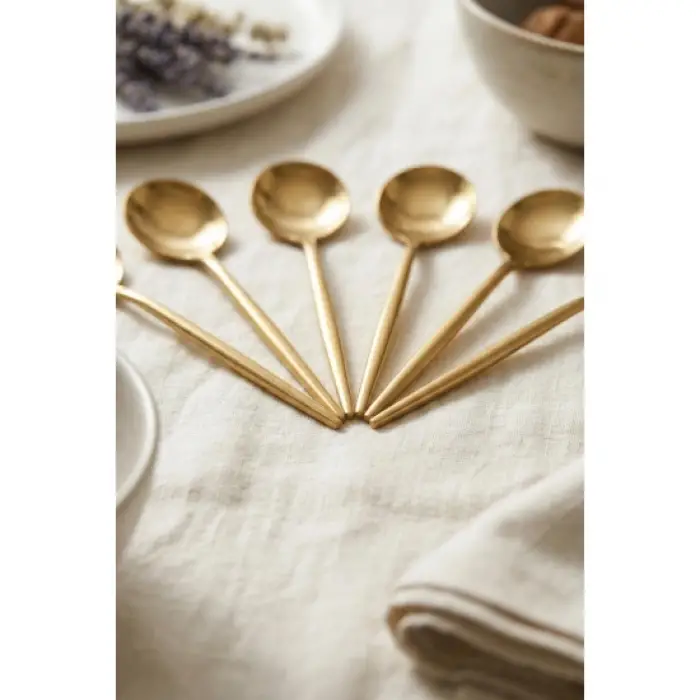 6lı Lüks Gold Paslanmaz Çelik Çay Kaşığı Seti (13 cm)