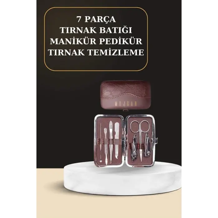 7 Parça Manikür Pedikür Seti El Ayak Bakımı Çantalı Paslanmaz Çelik