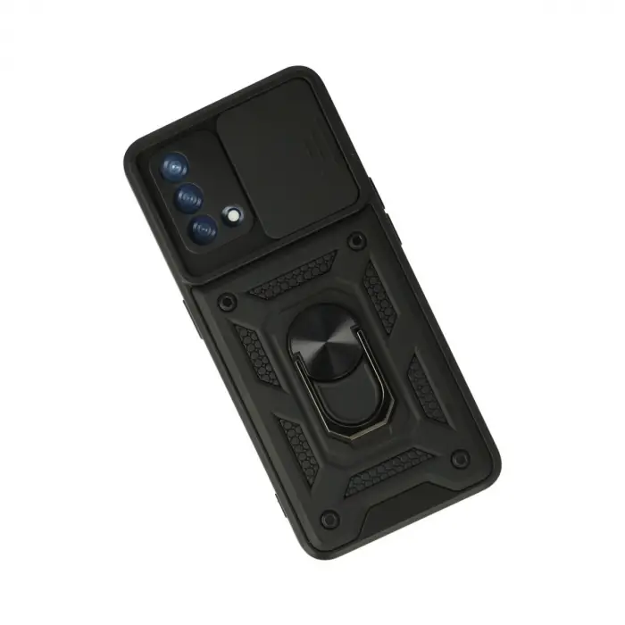 A74 4G Kılıf Pars Lens Yüzüklü Silikon - Siyah