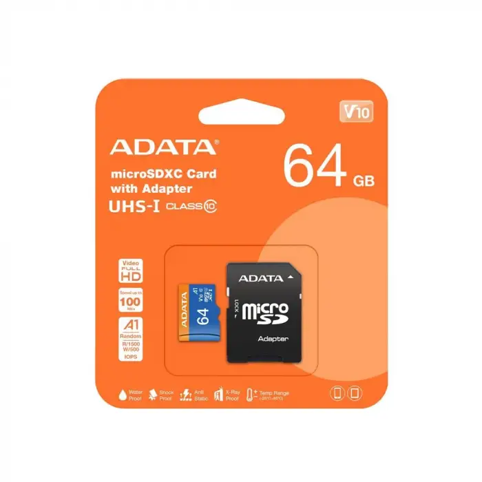 Adata 64GB Premier microSDXC Card with Adapter UHS-I Class10 V10 Hafıza Kartı