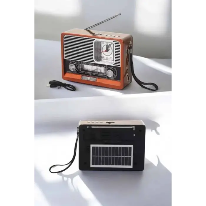 Ahşap Görünümlü Retro Bluetooth Radyo USB,AUX Ve SD Kart Girişli