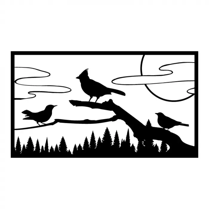 Ahşap İşleme Duvar Süsü- Kuş  - 30 cm x 50 cm