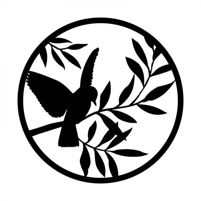 Ahşap İşleme Duvar Süsü- Kuş  - 50 cm Çap