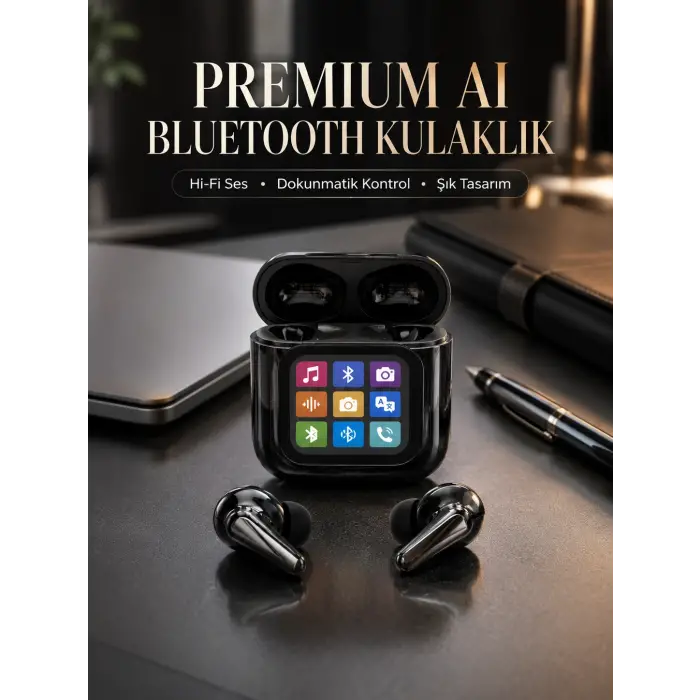 AI Destekli Dokunmatik Ekranlı Kablosuz Bluetooth Kulaklık