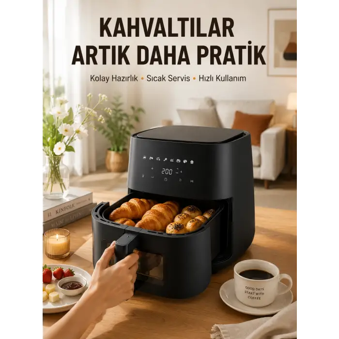 Air Fryer Mutfak Pişirme Cihazı Çok Programlı Dokunmatik