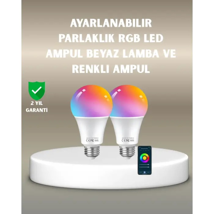 Akıllı 9W RGBW LED Ampul, tasaruflu romantik ışıklı