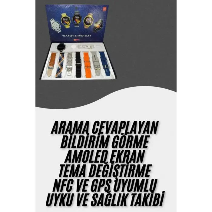 Akıllı Saat Çoklu Kordon Seçenekli Dokunmatik Ekran Nabız Sensörlü