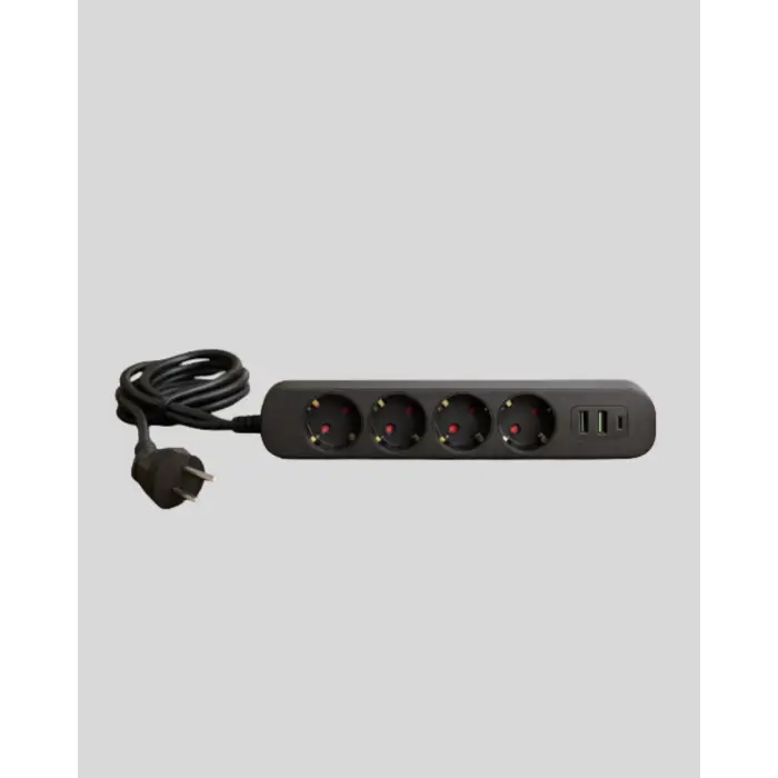 Akım Korumalı Çoklu Priz 4’lü 2 USB 1 Type-C 2500W Güçlü Tasarım