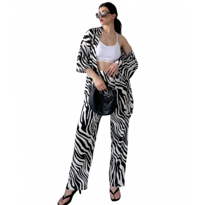 Alt Üst Takım Kimono- Zebra  Desenli