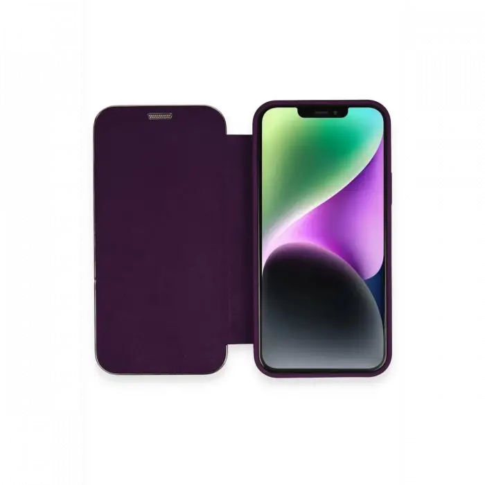 Apple iPhone 12 Kılıf Dolpin Kapaklı - Derin Mor