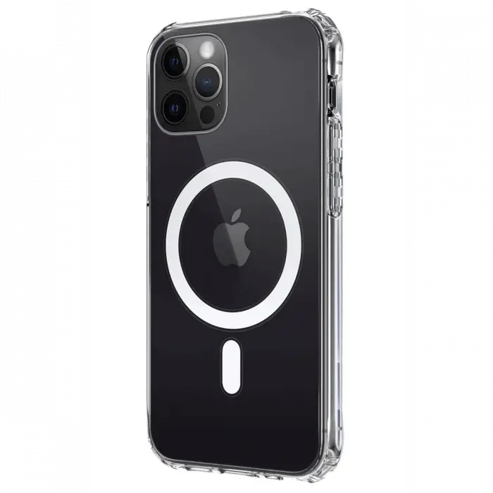 Apple iPhone 12 Kılıf Magneticsafe Şeffaf Silikon - Şeffaf