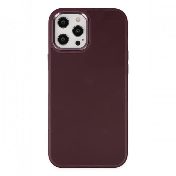 Apple iPhone 12 Pro Max Kılıf Asya Deri Silikon - Mürdüm
