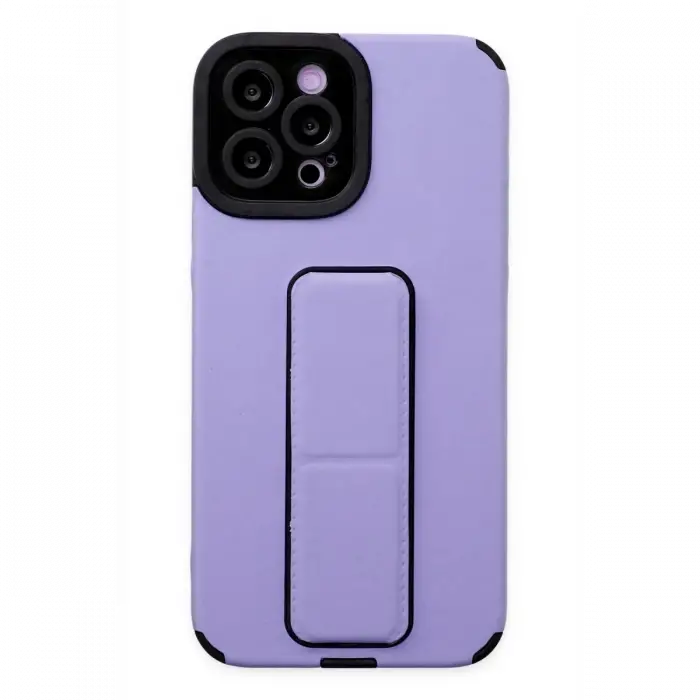 Apple iPhone 12 Pro Max Kılıf Mega Standlı Silikon - Lila