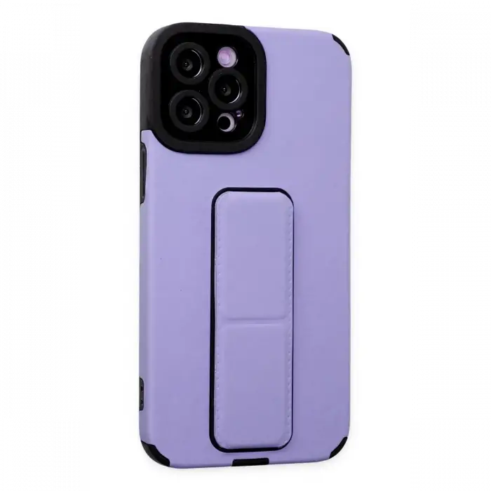 Apple iPhone 12 Pro Max Kılıf Mega Standlı Silikon - Lila