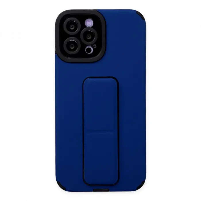 Apple iPhone 12 Pro Max Kılıf Mega Standlı Silikon - Mavi