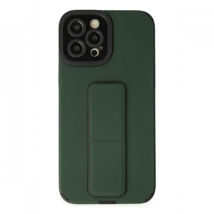 Apple iPhone 12 Pro Max Kılıf Mega Standlı Silikon - Yeşil