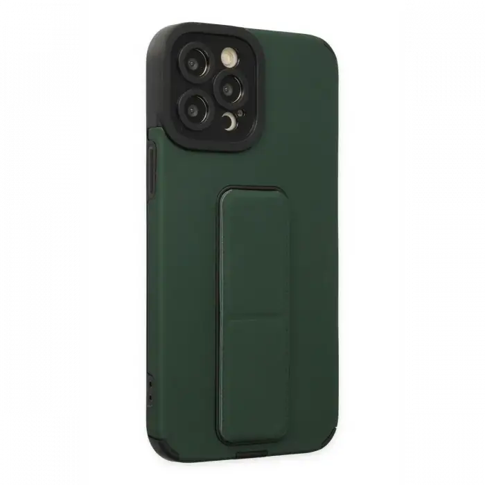 Apple iPhone 12 Pro Max Kılıf Mega Standlı Silikon - Yeşil