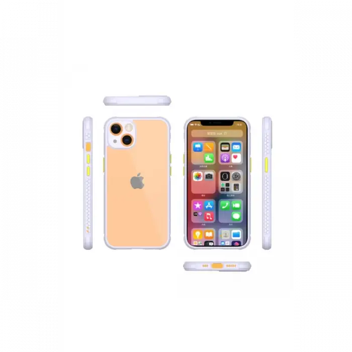 Apple iPhone 13 Mini Kılıf Miami Şeffaf Silikon - Lila