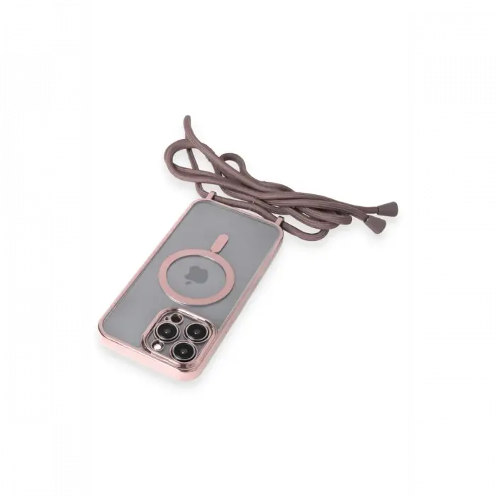 Apple iPhone 13 Pro Max Kılıf Divo Lazer Askılı Magsafe Kapak - Pembe