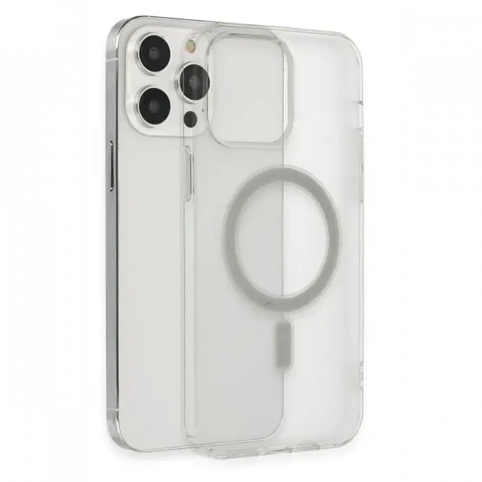 Apple iPhone 13 Pro Max Kılıf Matte Şeffaf Magneticsafe - Şeffaf