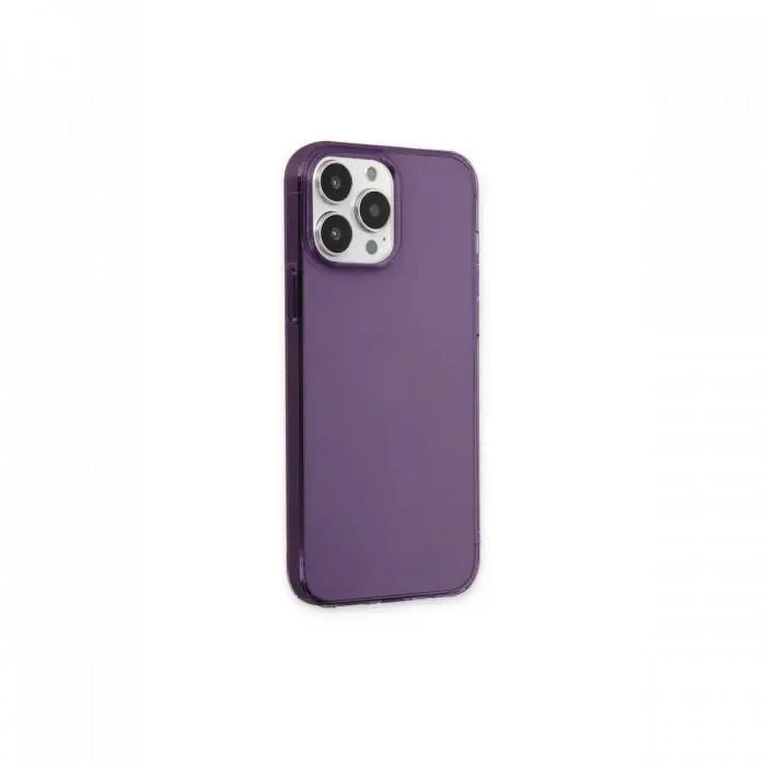 Apple iPhone 13 Pro Max Kılıf Pc Sert Şeffaf Kapak - Mor