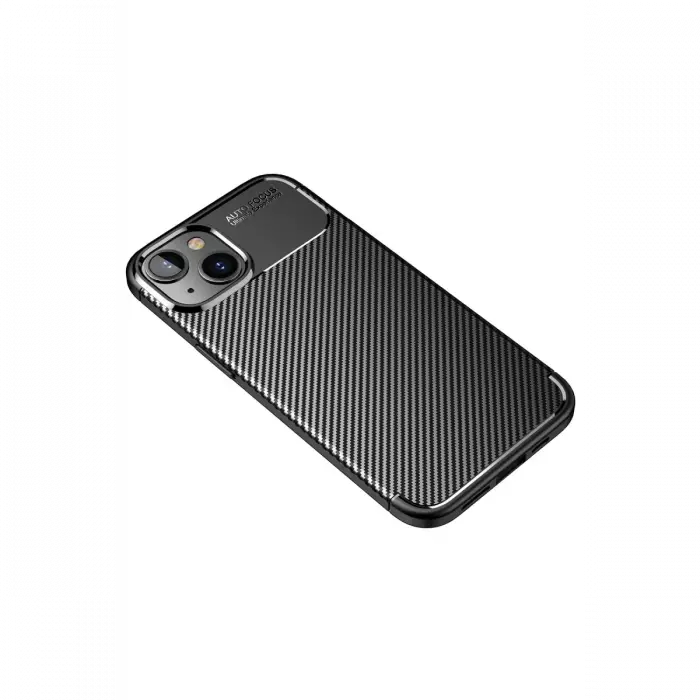 Apple iPhone 14 Plus Kılıf Auto Focus Karbon Kapak - Siyah