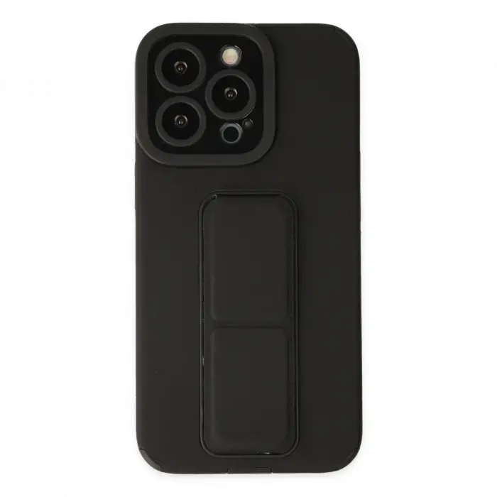 Apple iPhone 14 Pro Kılıf Mega Standlı Silikon - Siyah