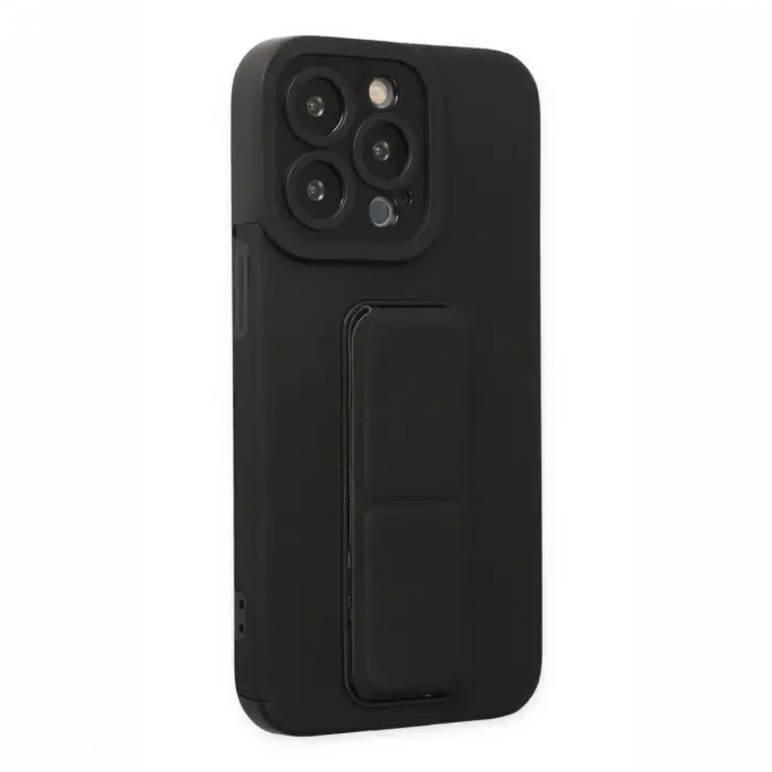 Apple iPhone 14 Pro Kılıf Mega Standlı Silikon - Siyah