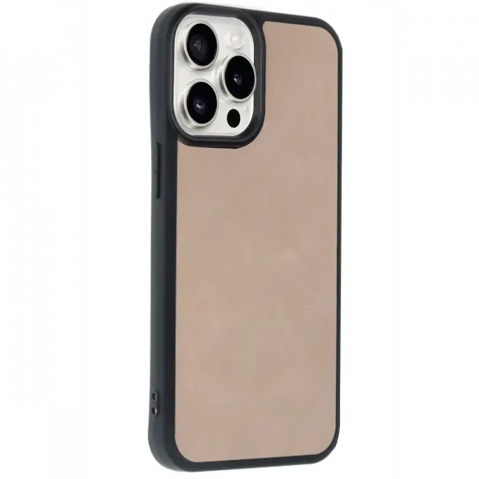 Apple iPhone 14 Pro Max Kılıf Aras Deri Kapak - Pudra
