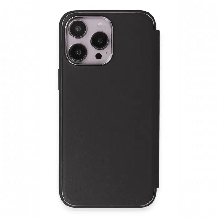 Apple iPhone 14 Pro Max Kılıf Dolpin Kapaklı - Siyah