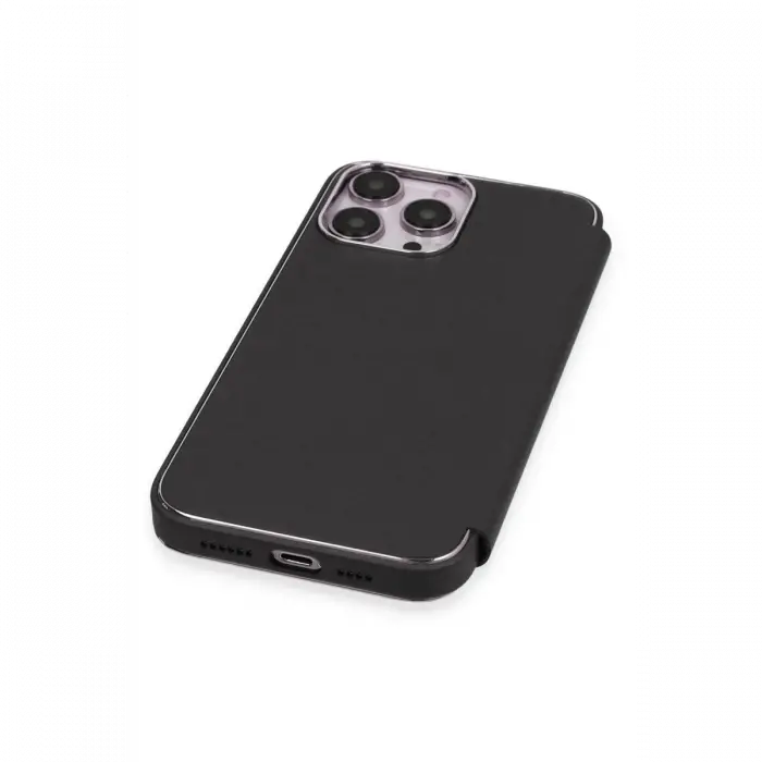 Apple iPhone 14 Pro Max Kılıf Dolpin Kapaklı - Siyah