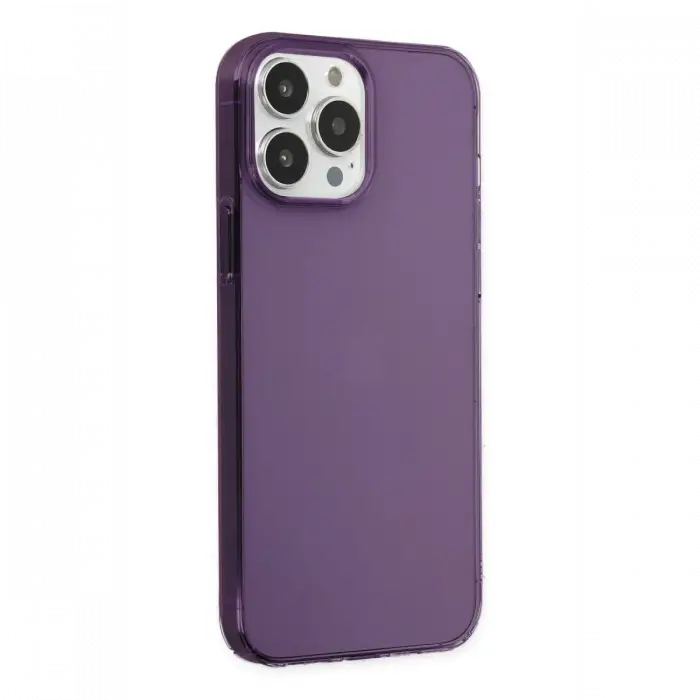 Apple iPhone 14 Pro Max Kılıf Pc Sert Şeffaf Kapak - Mor