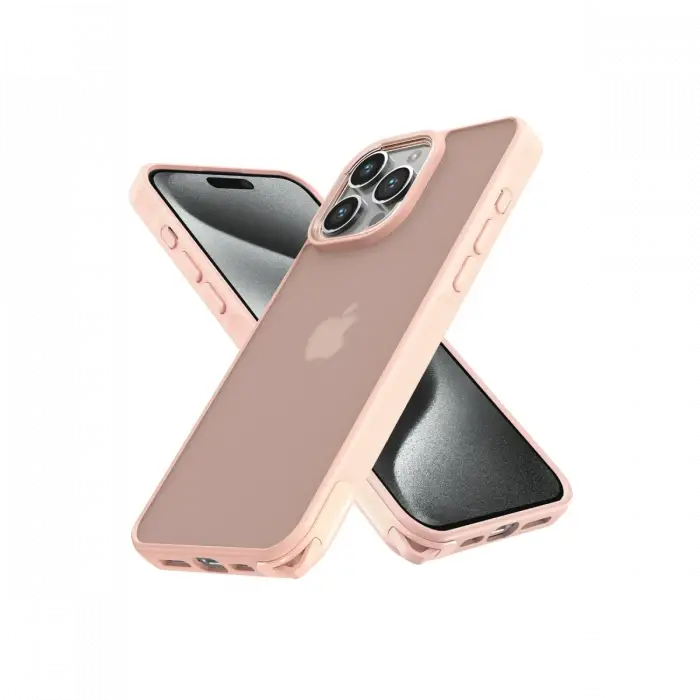 Apple iPhone 15 Pro Kılıf Elegant Kapak - Pudra
