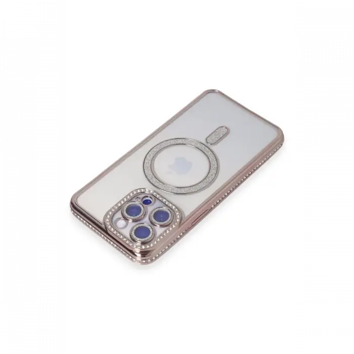 Apple iPhone 15 Pro Kılıf Joke Simli Magneticsafe Kılıf - Pembe