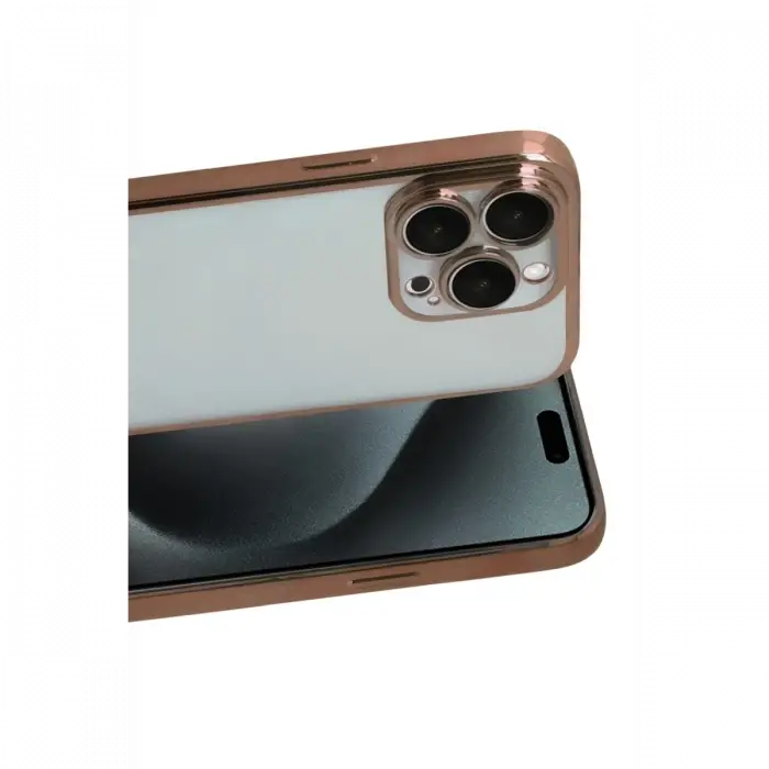 Apple iPhone 15 Pro Max Razer Lensli Silikon - Çöl Titanyum