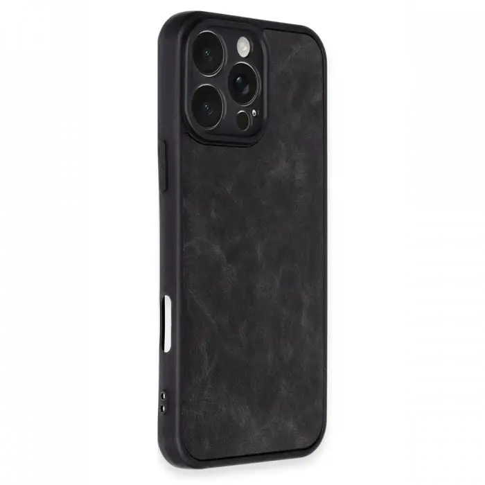 Apple iPhone 16 Pro Max Kılıf Aras Deri Kapak - Siyah