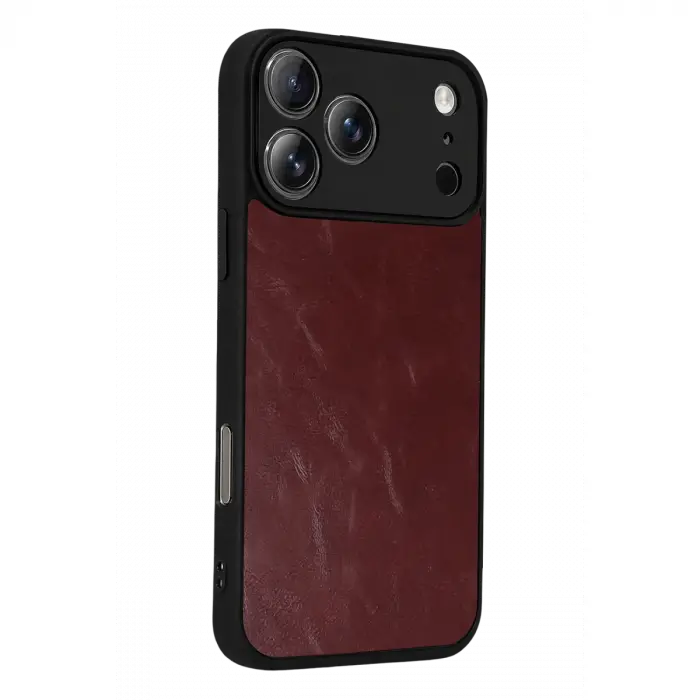 Apple iPhone 17 Pro Max Aras Deri Kapak - Bordo