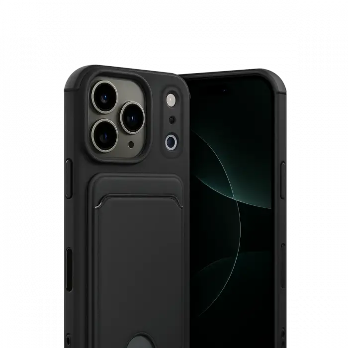 Apple iPhone 17 Pro Max Kelvin Kartvizitli Silikon - Siyah