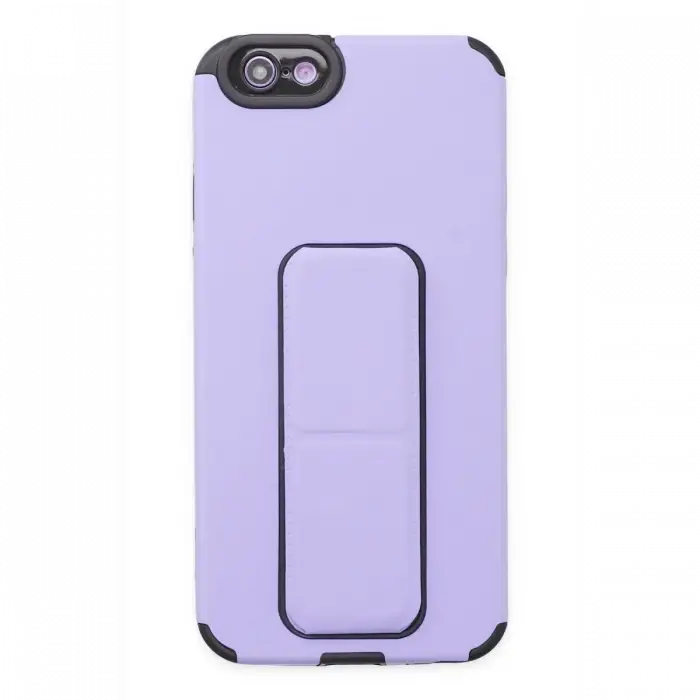 Apple iPhone 6 Kılıf Mega Standlı Silikon - Lila