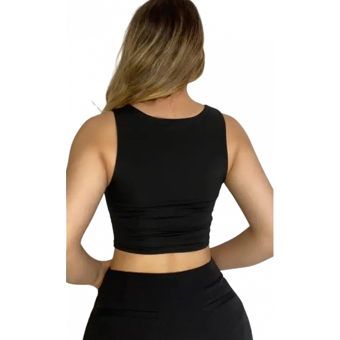 Askılı Crop  Bluz-SİYAH