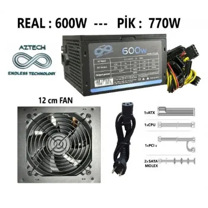 AZTECH Royal AZTB01 600W OFİS TİPİ PC KASASI SIYAH