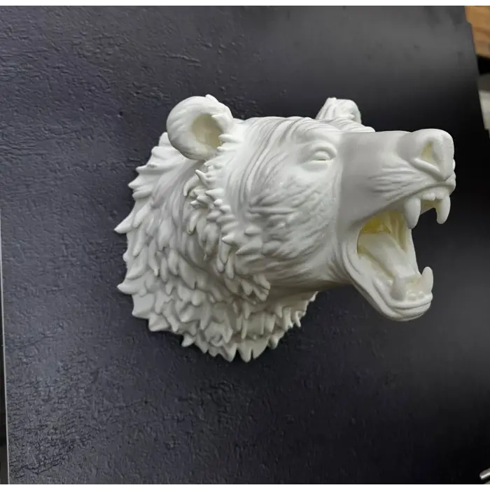 Beyaz Renk 3D Ayı Başı Duvar Dekoru