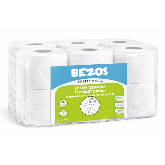 Bezos Profesyonel İçten Çekmeli Tuvalet Kağıdı 48 Rulo | Mini Cimri | 2 Katlı %100 Selüloz 4X12RULO